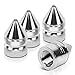 Auto Dynasty Tire Valve Stem Caps 4 Pieces Impaler Spike Style Polished Aluminum Tire Universal Stem Covers for Cars, SUVs, Bike and Bicycle, Trucks, Motorcycles Silver