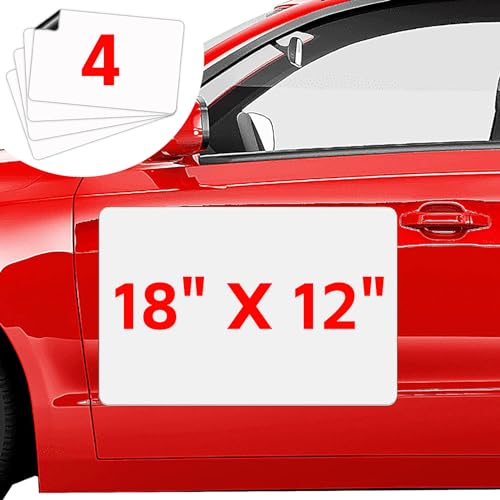 Image of 4 Pack Blank Magnets, 18 inch x 12 inch Magnetic Signs for Car, Rounded Corners, Advertise Business, Prevent Scratches & Dents
