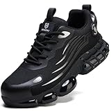 Hogent Steel Toe Shoes for Men Women Comfortable Lightweight Work Shoes Men Puncture Proof Air Cushioned Composite Toe Sneakers for Industrial Construction