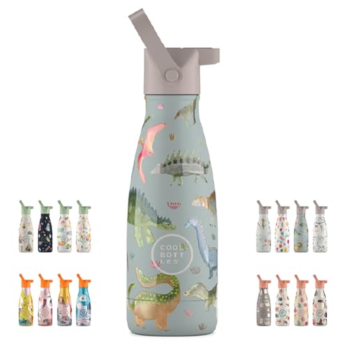 Botella Térmica Infantil - 260 ml - Dinos Planet - Botella de Agua de Acero Inoxidable - Bebidas Fías 36 Horas y Calientes 18 Horas - Acabado con Pintura en Relieve - Sin BPA - Cool Bottles