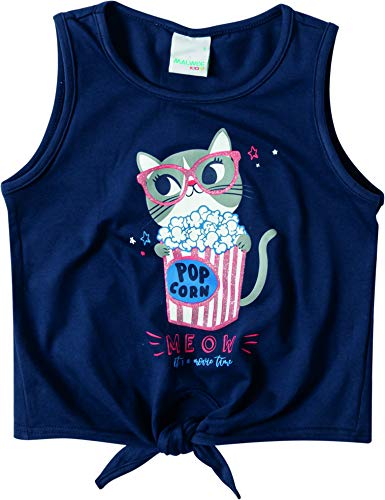 Blusa Estampada com amarração, Malwee Kids, Meninas, Azul Marinho, 4