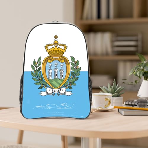 Sac à dos transparent noir avec poches imprimé drapeau de Saint-Marin - 5