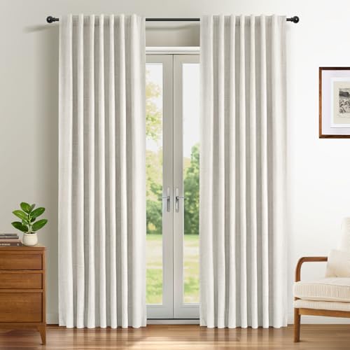 INOVADAY 100% Cortinas Opacas 2 Piezas Cortinas Termicas Aislantes Frio y Calor, Cortina Salon Dormitorio 140x200 CM, Beige