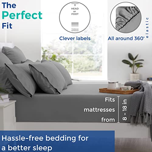 100% Cotton California King Size Sheet Set - 4 Pc Set - Hotel Luxury Bed Sheets - Deep Pockets - Easy Fit - Breathable & Cooling - 800 Tc Sateen Weave Dark Grey Bedding Set - Cali Kings Sheets #TOP3