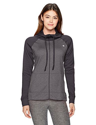 Champion Women's Performance Fleece Full-Zip Jacket, Granite Heather/Black, X Small