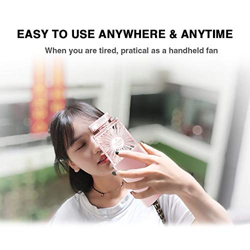 Handheld Fan With Fragrance Discs, Mini Personal Fan Quiet Retractable, Cooling Portable Fan Rechargeable 3 Speeds Mode, Lady Small Fan For Desk Travel Office School Makeup(Pink),Best Gifts For Women #TOP6