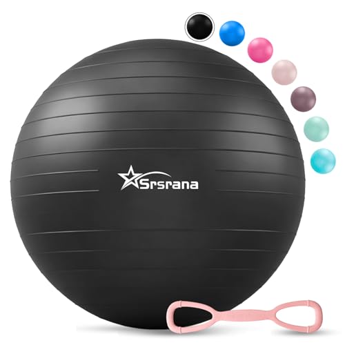 Image of Exercise Ball - Anti-Burst Yoga Ball for Pilates, Pregnancy & Core Stability - Ergonomic Office Desk Ball Chair & Physical Therapy Equipment, Quick Pump Included