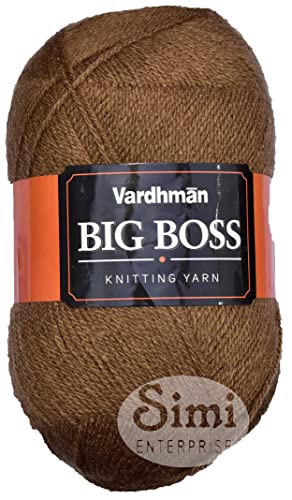 Image of VARD HMAN Bigboss Brown 600 GMS Wool Ball Hand Knitting Wool /Art Craft Soft Fingering Crochet Hook Yarn, Needle Knitting Yarn Thread Dyed-W Art-AAG