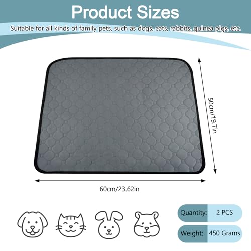 2 Stück Welpenunterlagen Waschbar, 60 × 50cm Hundedecke Wasserdicht Antirutsch, Super Saugfähig PIPI Matten für Hunde, Wiederverwendbare Hundetrainingspads, Hundematte für Boden Sofa Auto Reisen