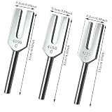 Angel Tuning Fork Set 4096 Hz 4160 Hz 4225 Hz for Crystal Clearing Angel Tuners Clear Space Wooden Hammer and Velvet Bag Sound Therapy, Healing, Meditation Musical Instrument, Balancing, Vibration