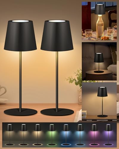2 Pack Cordless RGB Table Lamp,Wireless Bottle Lamp,3 Level Dimming & RGB Cycle LED Portable Desk lamp - image 1