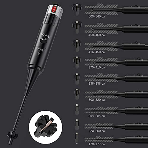 Povast Laser Bore Sight, Handgun Rifle .177 .22 To 12Ga Cal Barrel Scope Aim Boresighter, 24 Multiple Caliber Adapters, Battery Included #TOP4