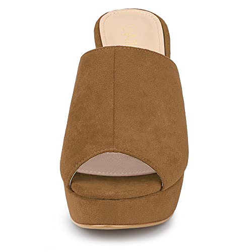 Image of Allegra K Women's Open Toe Platform Chunky Heel Slides Sandals