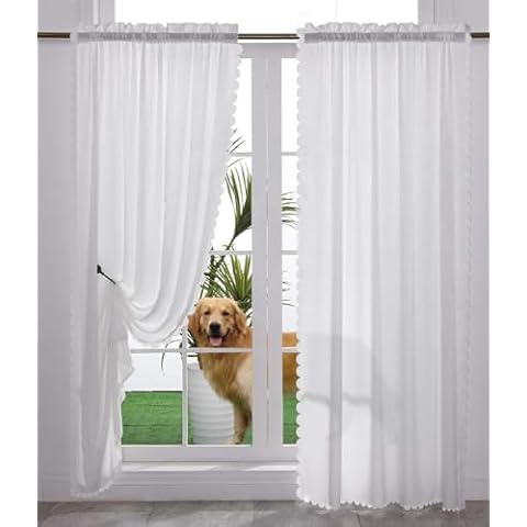Yancorp Non-See-Through Velvet Opaque Privacy Curtains 2 Panels Drapes for Living Room Bedroom Doorway Divider Semi Sheer Curtain Kithen Window Panels (White, W52 xL84) Cover