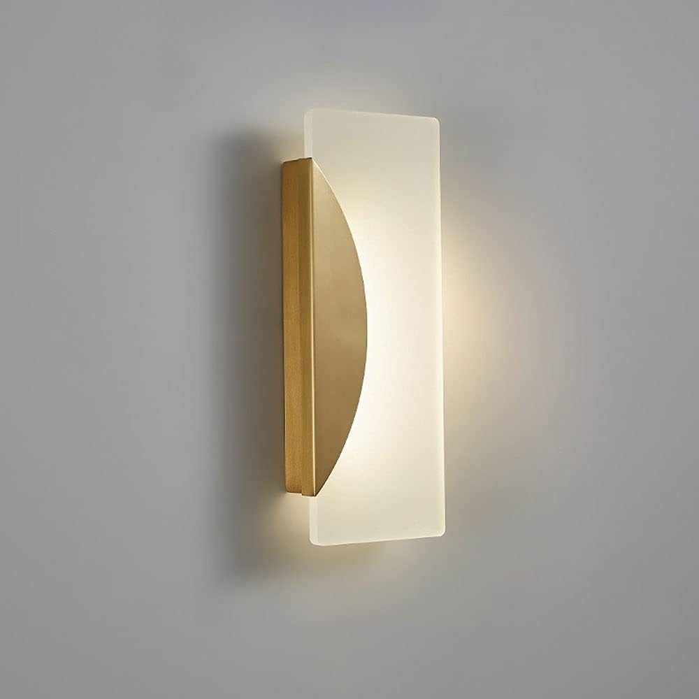 Siet LED Wall Sconce Light Acrylic Shade Modern Brass Wall Lamp, Nordic Copper Wall Lights Night Lamps for Living Room Bedroom Bedside Cafe Restaurant Decoration, Warm White