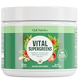 Vital Greens Superfood Powder – New Formula with 40+ Superfoods Daily Green Drink Powder w/Probiotics – Supergreens for Energy, Gut Health, Digestion Support, Plant-Based, Vegan Superfoods