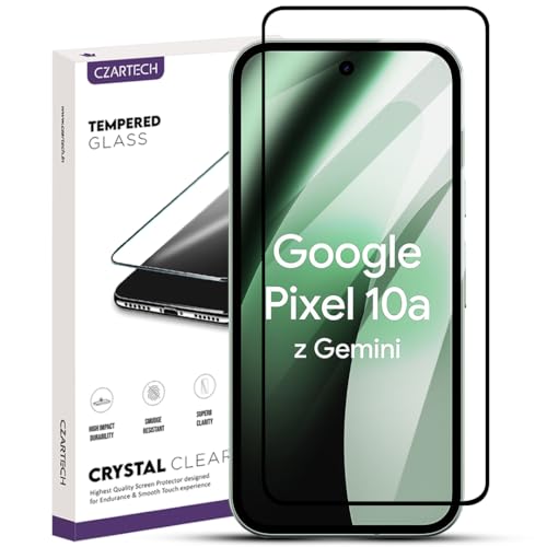 Image of Czartech Military-Grade Tempered Glass for Google Pixel 10A | Google Pixel 9A (Transparent) Full Screen Coverage with Easy Installation Kit (Pack of 1)