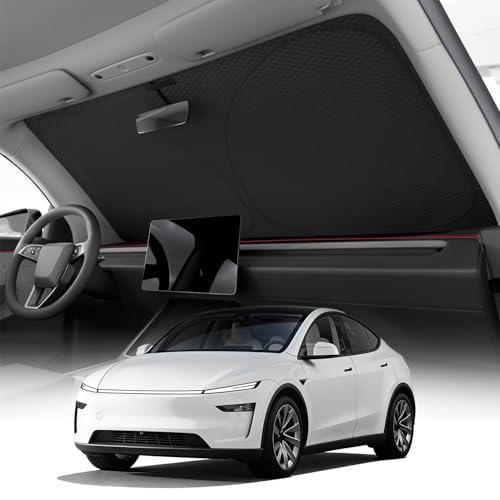 REEVAA 3rd 2026 Tesla Model Y (Juniper) Windshield Sunshade | Dual-Layer Heat & Sun Defense OEM Design |Foldable Sun Shade for Model Y 2019-2026 Car Accessories with Storage Bag