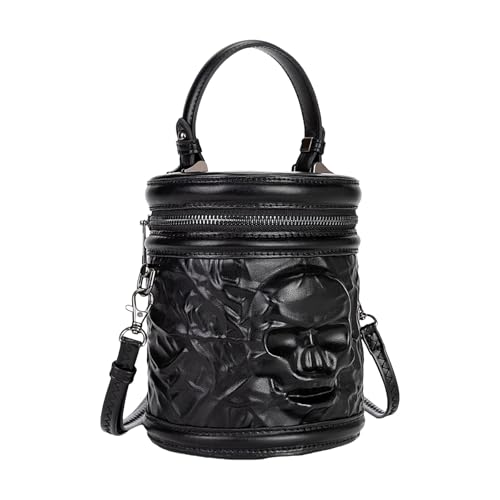 Sac à bandoulière rétro tête de mort en cuir synthétique chic pour femme