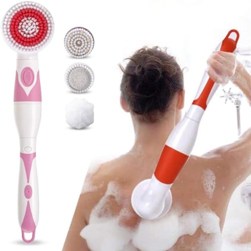 Brosse de douche électrique : 4 têtes de lavage et massage relaxant du corps