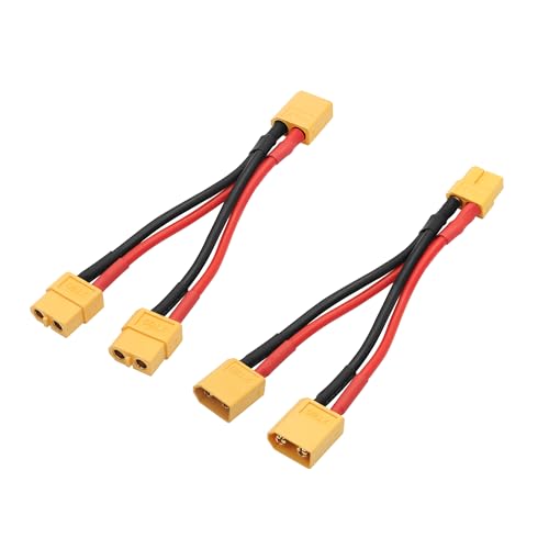 Aurorapath Short XT60 Parallel Battery Connector Cable,14AWG XT60 Male to Female Y Splitter Adapter Cable,10cm/3.93inch for RC Multicopter Quadcopter