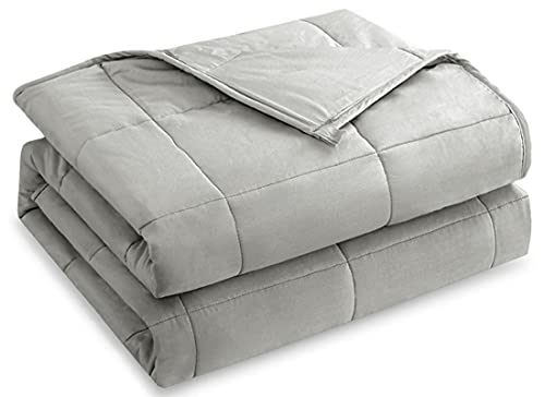 HBlife Weighted Blanket 20lbs for Adults, 100% Oeko-Tex Certified Cozy Heavy Blanket Queen Size with Premium Glass Beads, Grey 60X80 inches