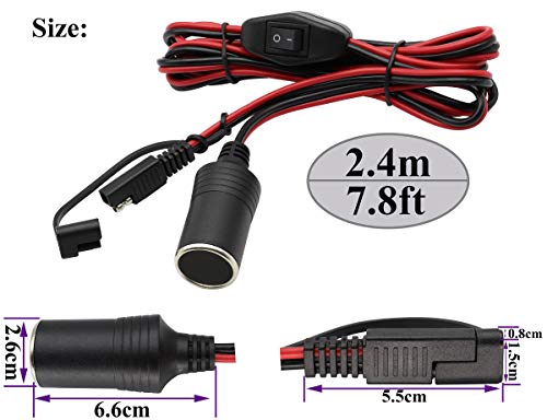 AAOTOKK SAE Cabo de bateria para isqueiro de cigarro, 16 AWG 12 V plugue fêmea para SAE 2 pinos de d