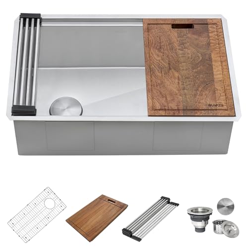 Ruvati-27-inch-Workstation-Slope-Bottom-Offset-Drain-Undermount-16-Gauge-Kitchen-Sink-RVH8570 Ruvati 27 inch Workstation Slope Bottom Offset Drain Undermount 16 Gauge Kitchen Sink RVH8570