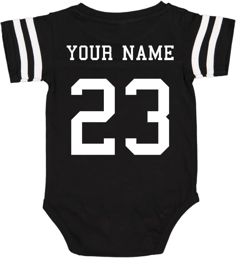 Rocket Bug Custom Cotton Football Sport Jersey Baby Bodysuit Personalized with Name and Number - Front & Back