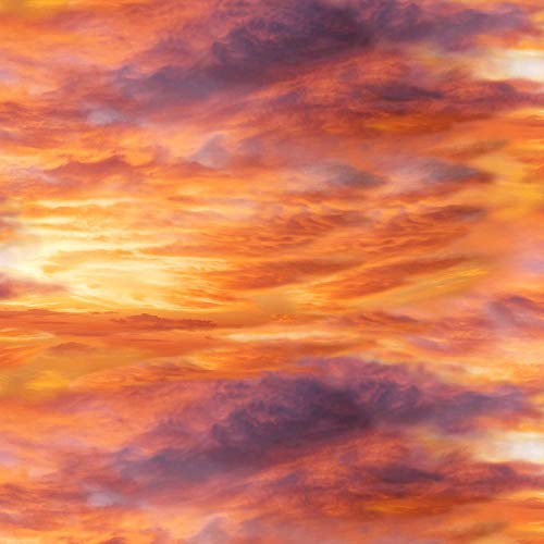 Premium 100% Cotton Landscape Sunset Fabric - Vivid Orange Sky for Creative Projects - Sold by Half Yard