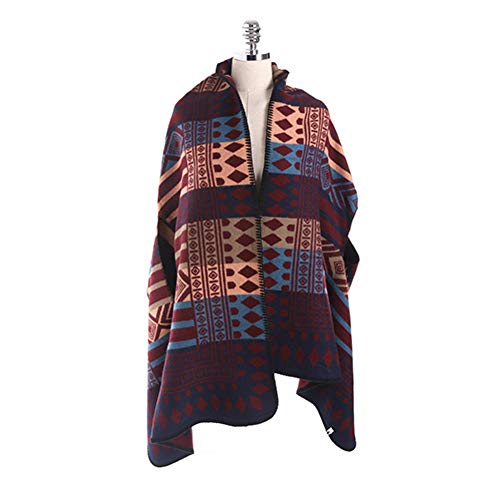 Écharpe poncho femme chaude géométrique avec fermeture éclair et cape