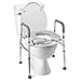 Raised Toilet Seat, 350LB Stand Alone Homecare Commode Bathroom Assist Frame for Elderly, Handicapped, Disabled, Adjustable Height, Padded Seat