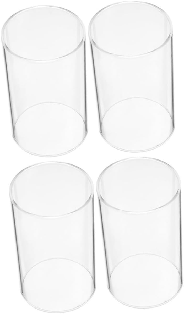 4PCS Glass Candle Shades Windproof Candle Covers Simple Cylindrical Design Decorative Glass Holders for Home Decor