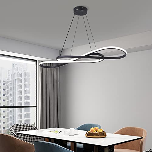 Modern LED dimmable Chandelier 45W Color Temperature 3000K-4000K-5000K Creative Design Suitable for Living Room Dining Room Kitchen Island Bedroom Foyer Note The Shape (Black, 40 Inch) - Image 6