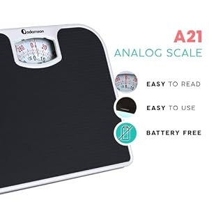 Adamson A21 Analog Scales for Body Weight - Up to 300 LB - New - Anti-Skid Rubber Surface + Large Numbers - Analog Bathroom Scale - Affordable - Durable with 20-Year Assurance - Black — photo 2 of 6