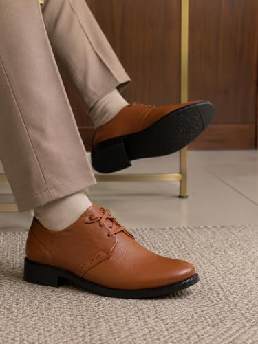 Image of Zoom Shoes Leather Formal Casual Shoes with Laces for Adults Super Comfortable with Lightweight and Slip Resistant Sole A-1172