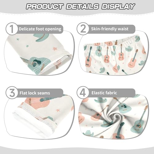 Girls' Athletic Leggings Ankle Length Yoga Dance Pants Kids Teen 4T Guitar with Cowboy Hat3