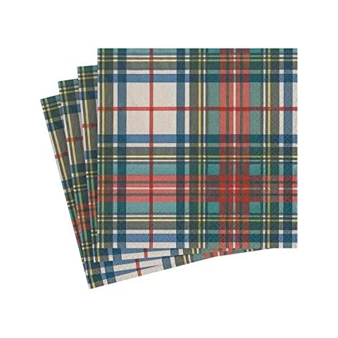 Caspari Stewart Tartan Cocktail Napkins - 20 Pack Cover