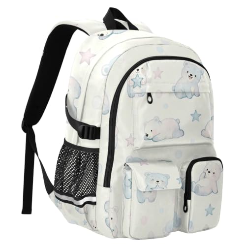 Mochila de negocios azul suave con compartimento para ordenador y diseño juvenil de oso divertido 2