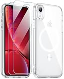 SPIDERCASE Designed for iPhone XR Case, Magnetic Crystal Clear with 2 PCS Tempered...
