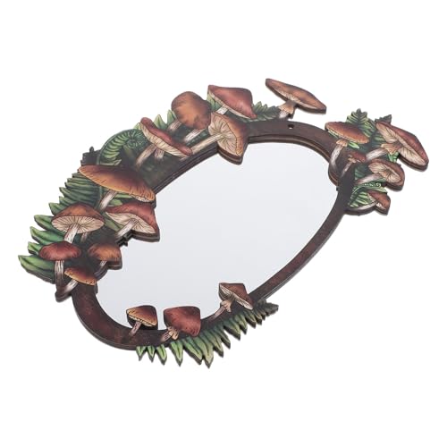 Cabilock Espejo Decorativo de Pared Forma de Hongo Madera y Acrílico Estilo Bohemio Resistente Deformación para Sala de Estar y Baño