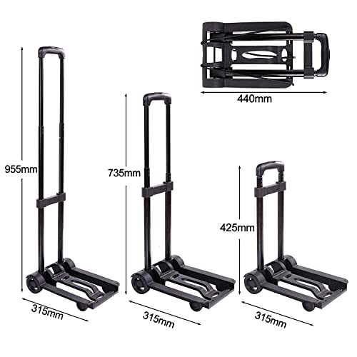 Image of Folding Stainless Steel 4-Wheel Stair Climbing Shopping Cart Trolley, Silver, 66 lbs Capacity, 13x11x26 cm
