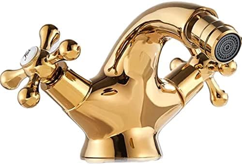 Grifo Para Lavabo, Bidé Dorado, Ducha, Grifo Para Lavabo De Baño, Manijas Dobles, De Agua Fría Y Caliente, Caño Giratorio De Latón Antiguo, Agua Para Inodoro-cromo,Dorado