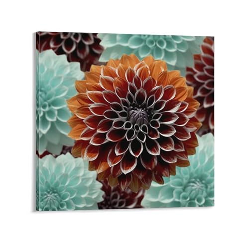 Toile murale abstraite dahlia contre les murs vides, cadre moderne salon