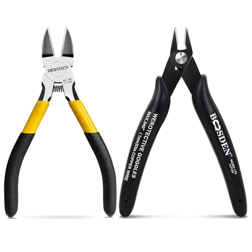 ジュエリー製作用ミニフラッシュカッター&ワイヤーカッターセット - 5インチの小さな斜めのカッター&サイドカッター - 高炭素鋼のバネ式プライヤー 滑り止めグリップ付き - クラフト、ビーズに最適の商品画像（Amazon）