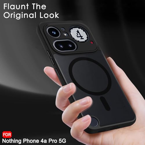 Image of TheGiftKart Hybrid Shockproof Back Cover Case for Nothing Phone 4a Pro 5G Compatible with MagSafe | Hard Back Cover Case for Nothing Phone 4a Pro (PC & TPU, Translucent Smoke Matte Back, Black Sides)