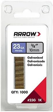 Arrow Fastener 23 Ga. Smooth Shank Straight Strip Pin Nails 3/8 in. L x 0.03 in. Dia. 1,000 pk