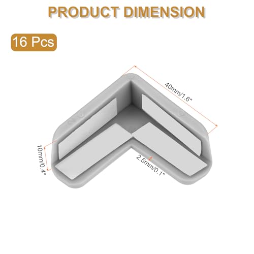 Image of uxcell Corner Protectors, 16 Pcs Table Corner Protectors, Furniture Corner Guard and Edges Safety Bumpers for Table Edges and Sharp Corners (L-Shaped, Grey)