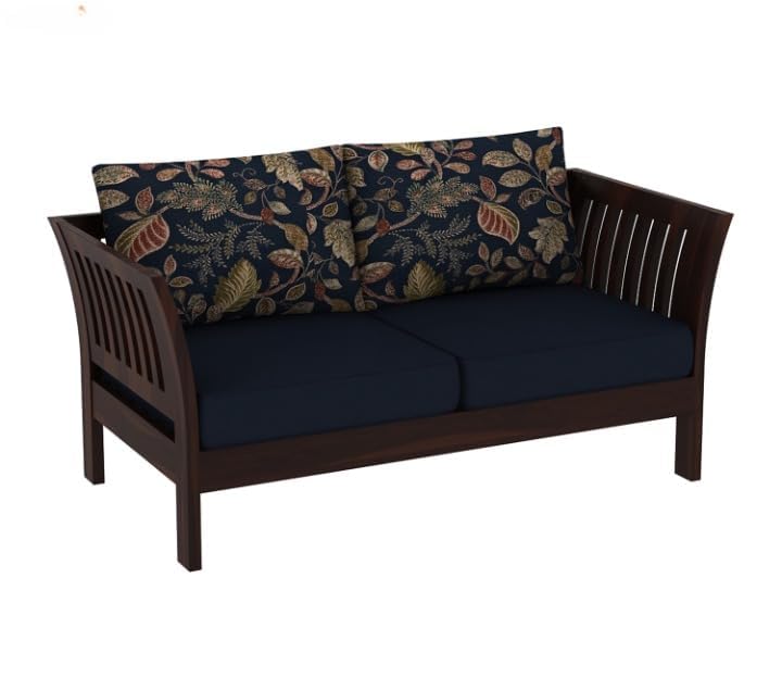 Image of Sheesham Solid Wood Curved Sofa | Handcrafted Wooden Sofa for Living Room | Natural Finish | Elegant & Durable Home Furniture (Walnut, 2)