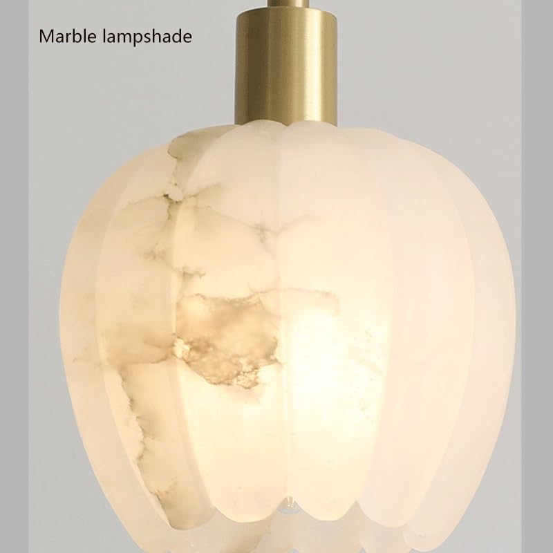 Lampe suspendue de chevet de chambre marbre laiton E14 - 7
